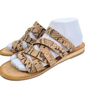 Coconuts by Matisse Ladylike Snakeskin Tan Leather Strappy Slip on Sandals